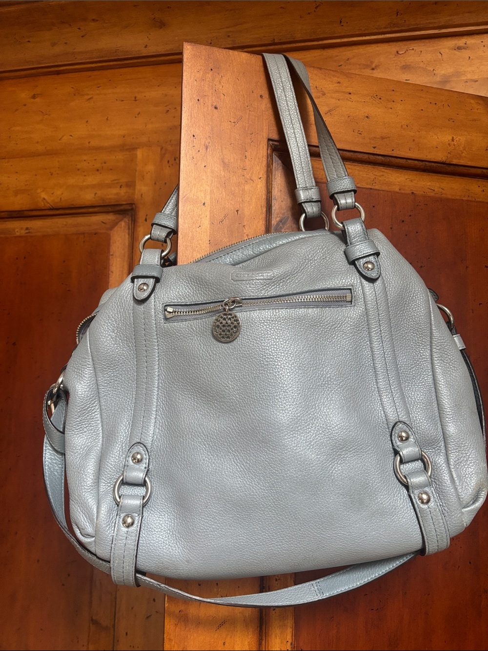 Coach Blue/Gray Leather Shoulder Bag - Classic Everyday Tote